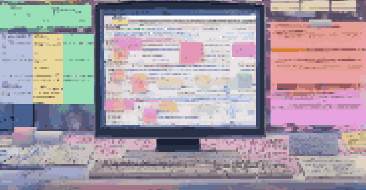 Close-up of a computer screen showing automated testing scripts with programming code and colorful sticky notes in the background.