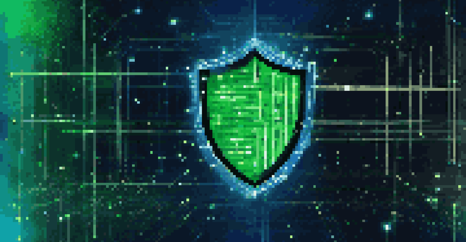 An abstract image of a digital shield symbolizing data privacy, set against a background of binary code and data streams.