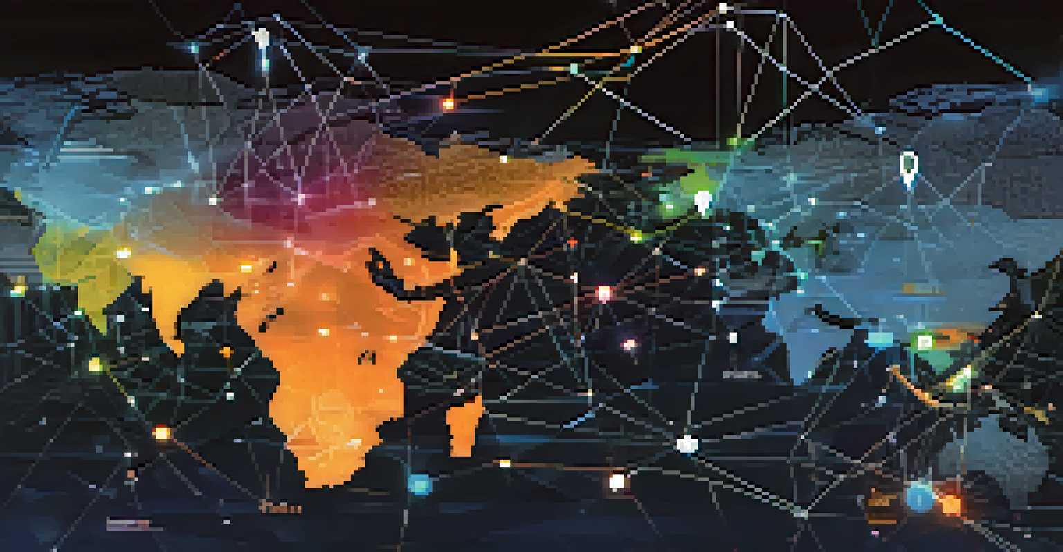 An abstract digital map showing interconnected nodes representing global supplier collaboration.
