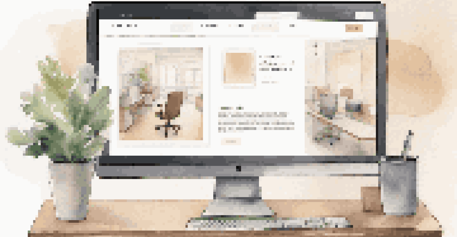 A computer screen displaying a well-organized website layout with clear navigation and call-to-action buttons in a minimalist office.