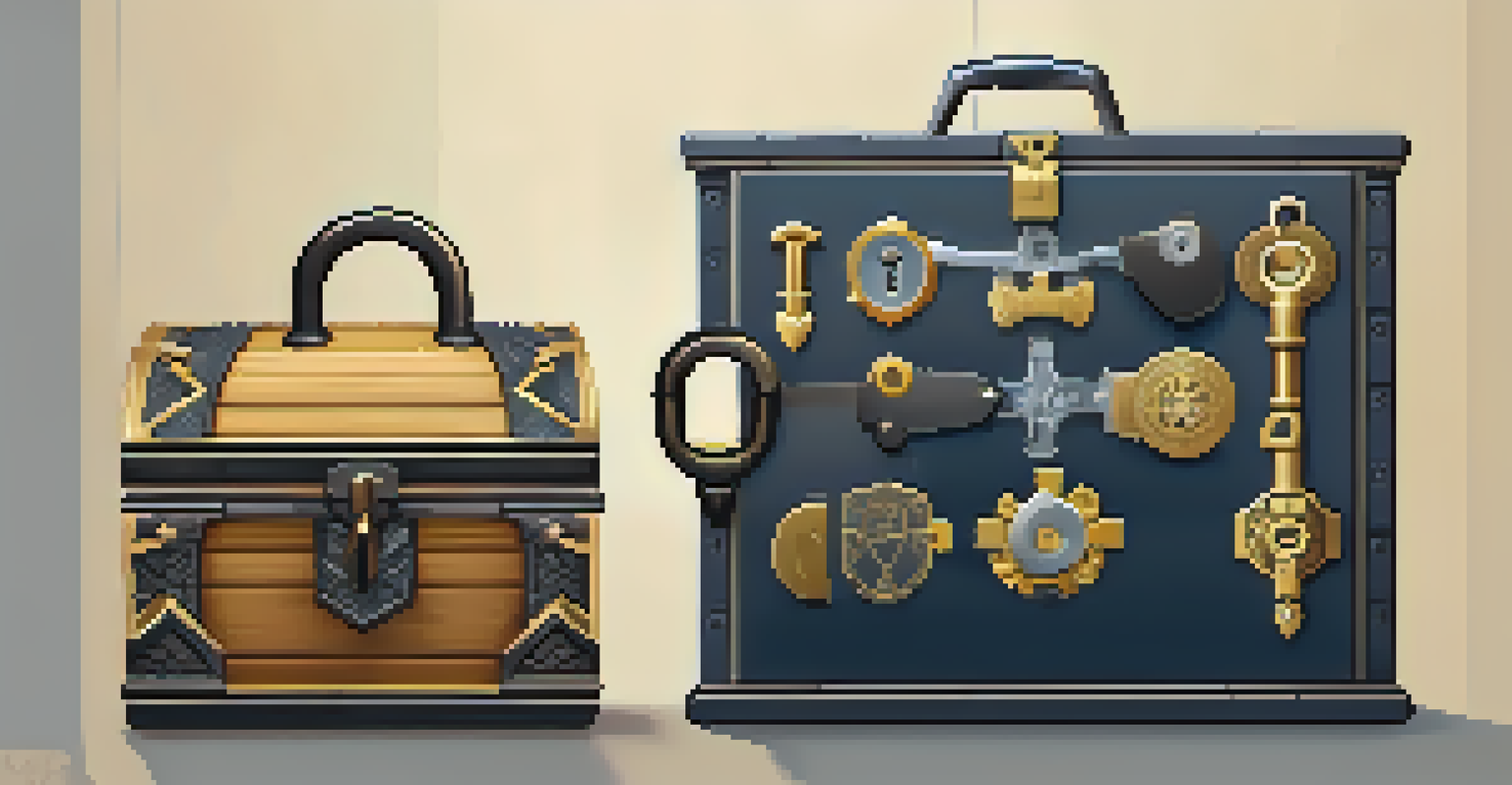 An infographic illustration comparing symmetric and asymmetric encryption methods with detailed lock and key images.