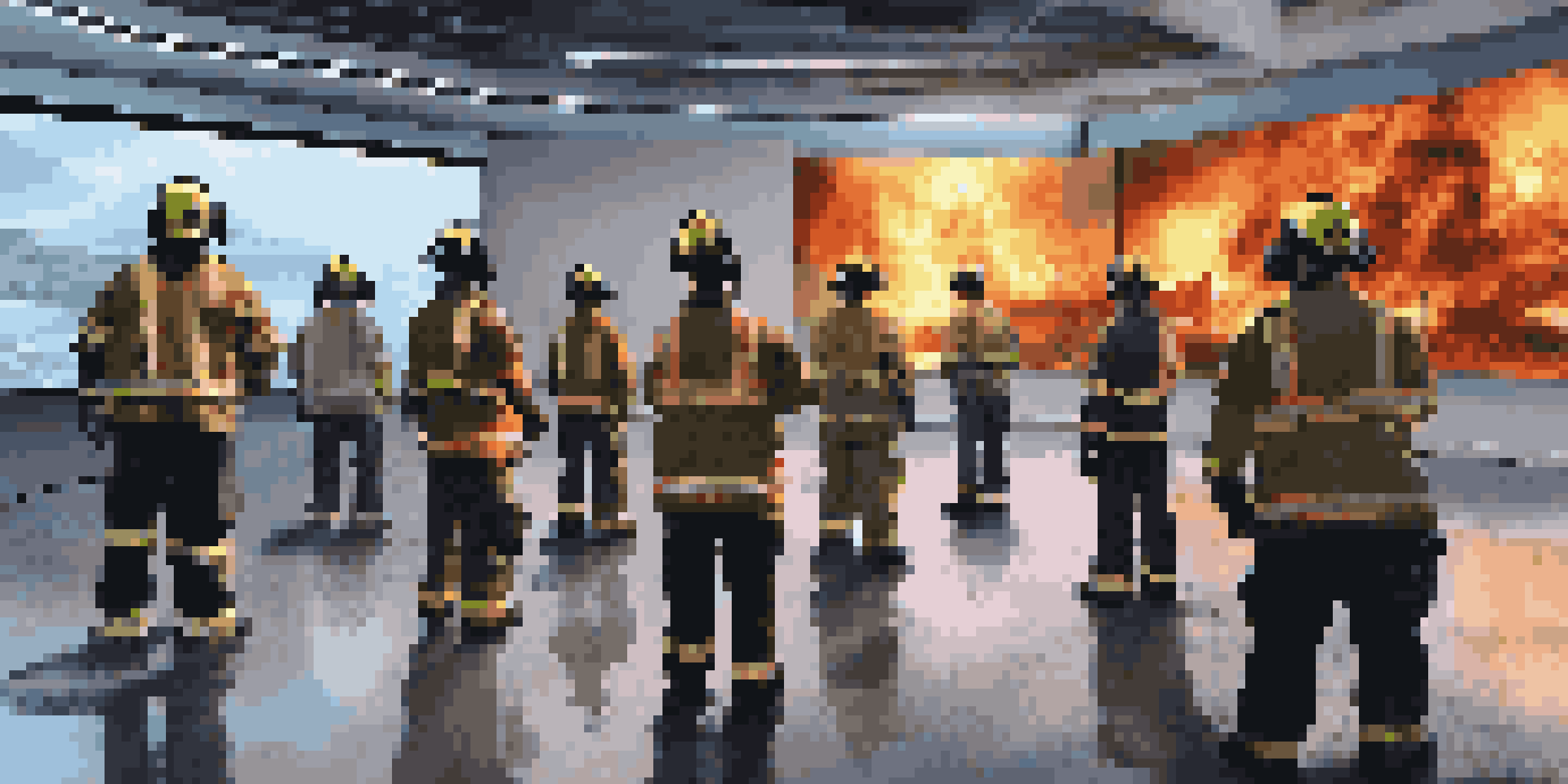 Emergency responders participating in a VR training session, engaged with virtual disaster scenarios in a modern training facility.