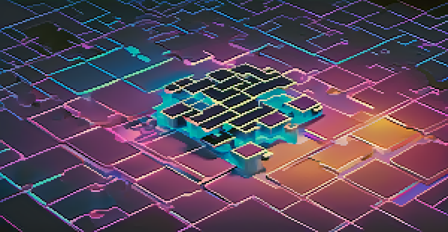 An abstract artwork depicting APIs as colorful puzzle pieces in a digital space, with a tech-themed background.