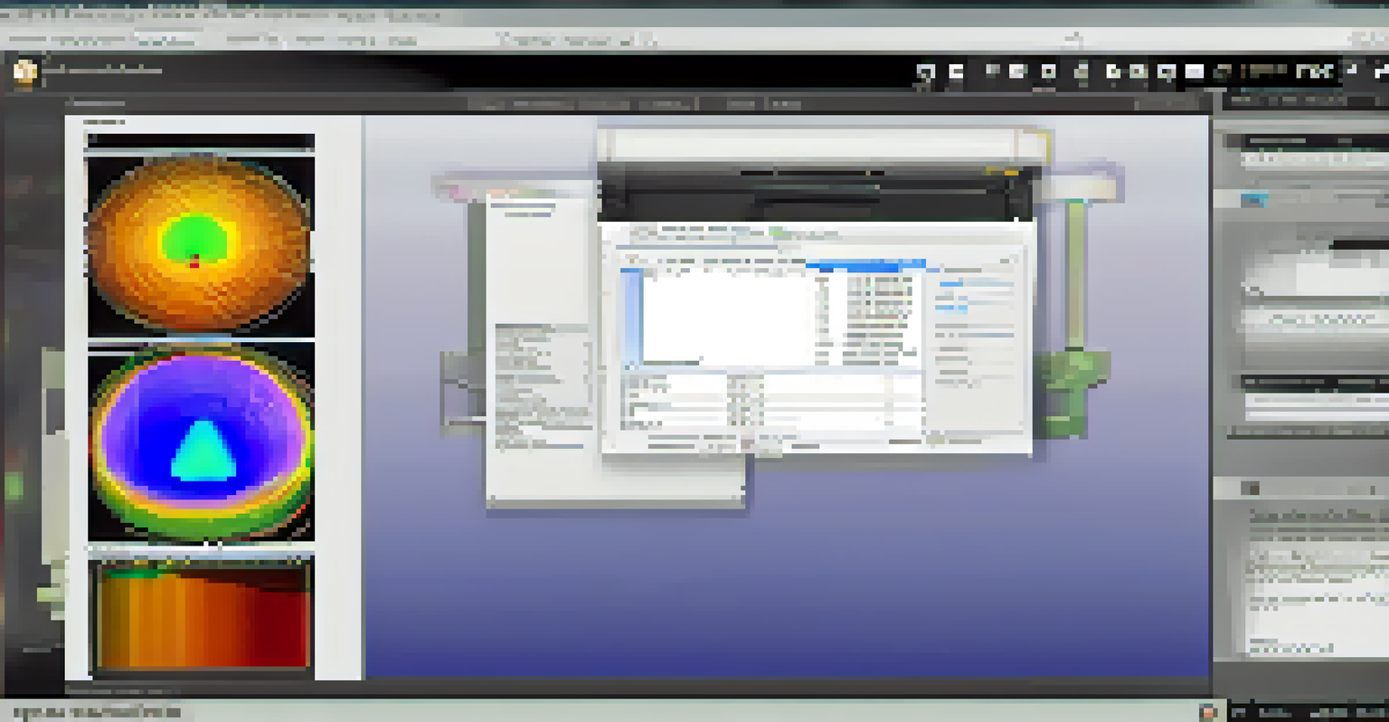 Close-up of a computer screen showing forensic imaging software, with a hand using a mouse.