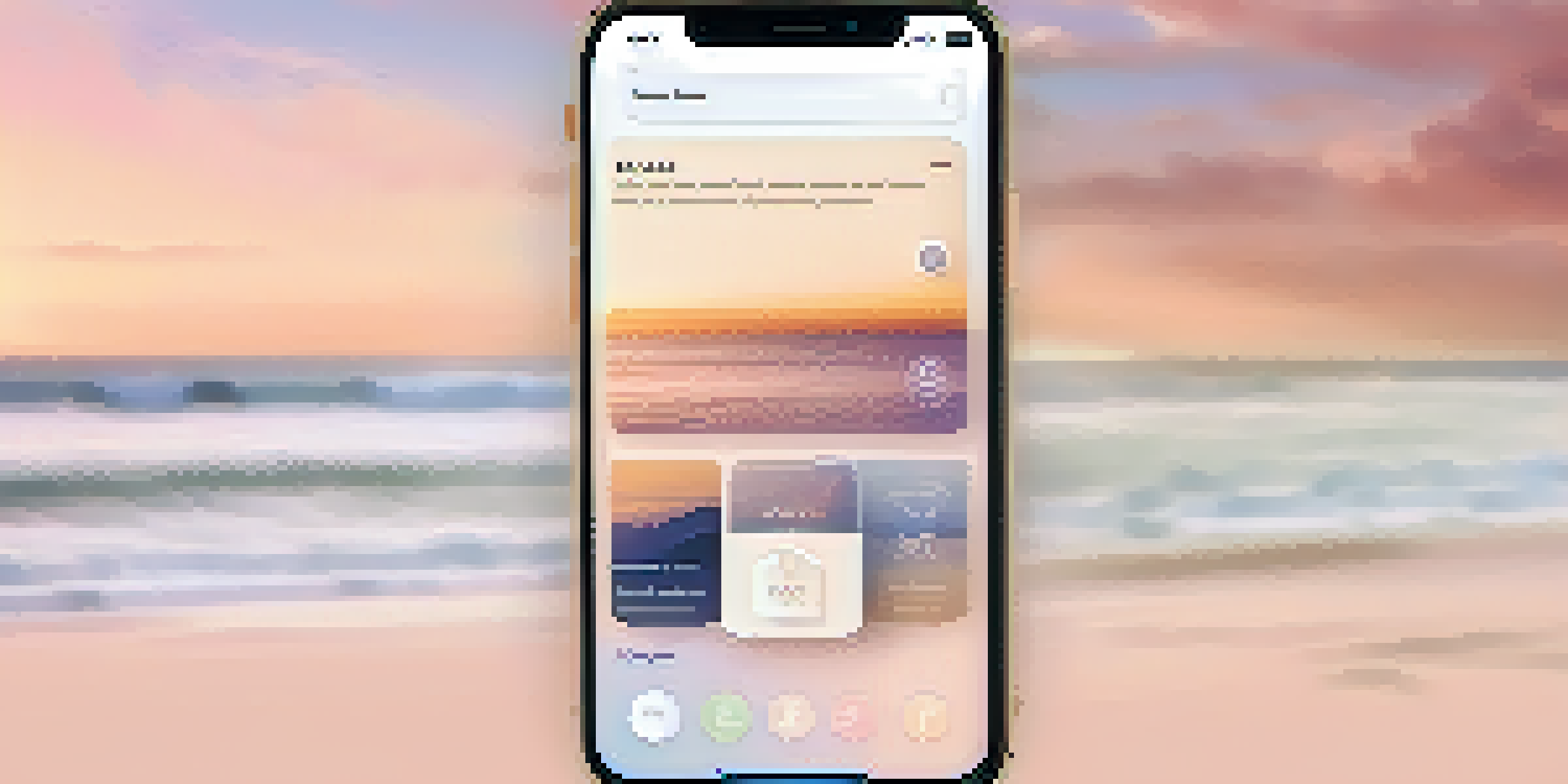 A modern smartphone displaying a clean mobile app interface with pastel colors and recognizable icons.