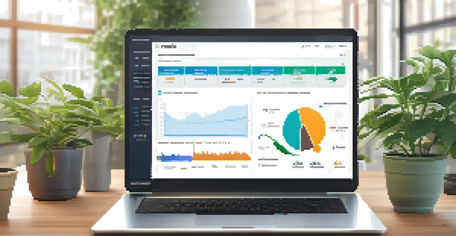 A close-up of a laptop screen showing a digital dashboard with KPIs for Agile transformation in a cozy workspace.