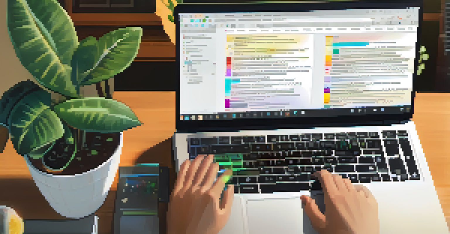 A close-up of a laptop screen with multiple users editing a shared document, hands typing on the keyboard.