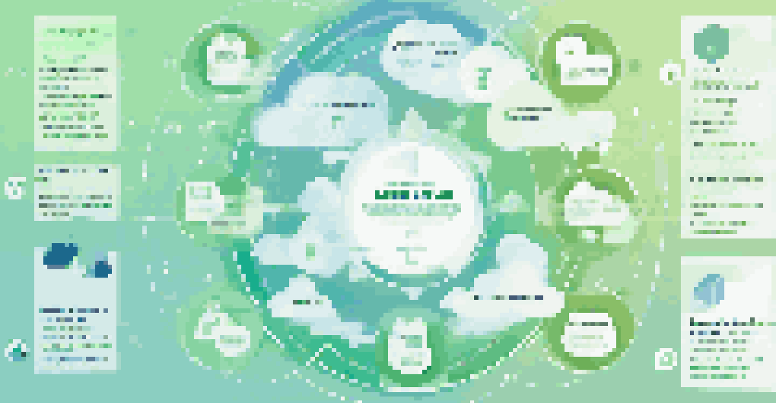 An infographic depicting the steps for implementing a cloud backup strategy, with icons and text in a circular arrangement on a light background.