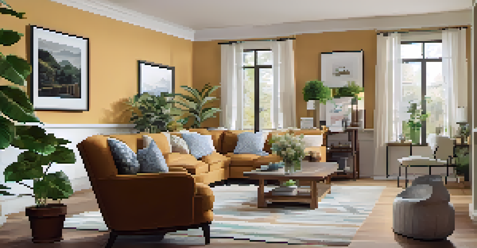 An older customer in a warm living room using a tablet to see how new furniture would fit in their space, with a cozy atmosphere.