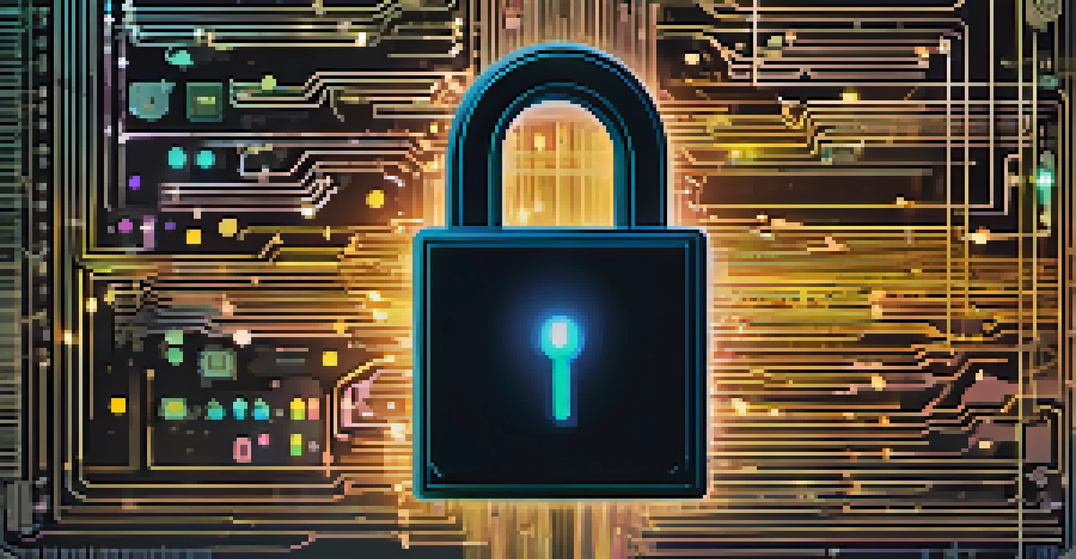An abstract image depicting multi-factor authentication with a digital lock and colorful layers representing different verification methods against a tech-inspired background.