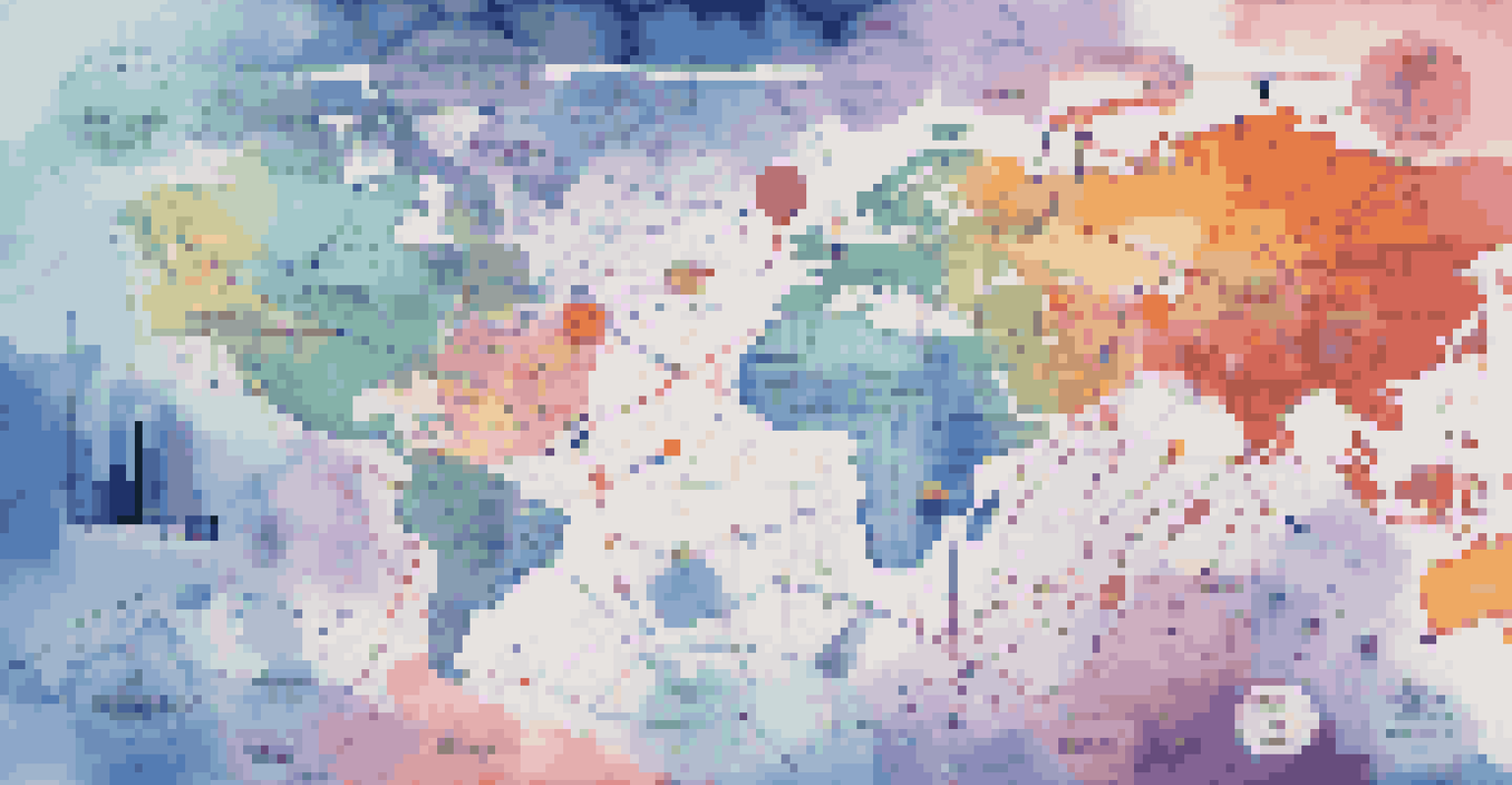 An illustration of AI analyzing supply chain data, with graphs and charts. A colorful representation of data flow surrounds an AI brain.