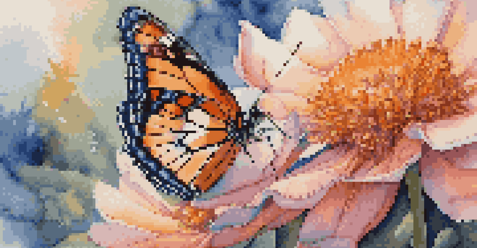 A detailed close-up of a butterfly on a colorful flower, showcasing the butterfly's patterned wings and the flower's delicate petals.