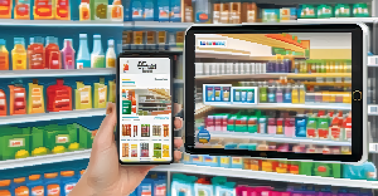 A shopper using a smartphone to scan a product in a retail store, with an augmented reality video appearing on the screen.