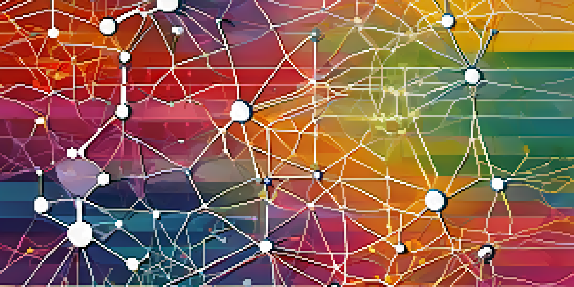 A detailed diagram of a neural network showing different activation functions with colorful labels against a gradient background.