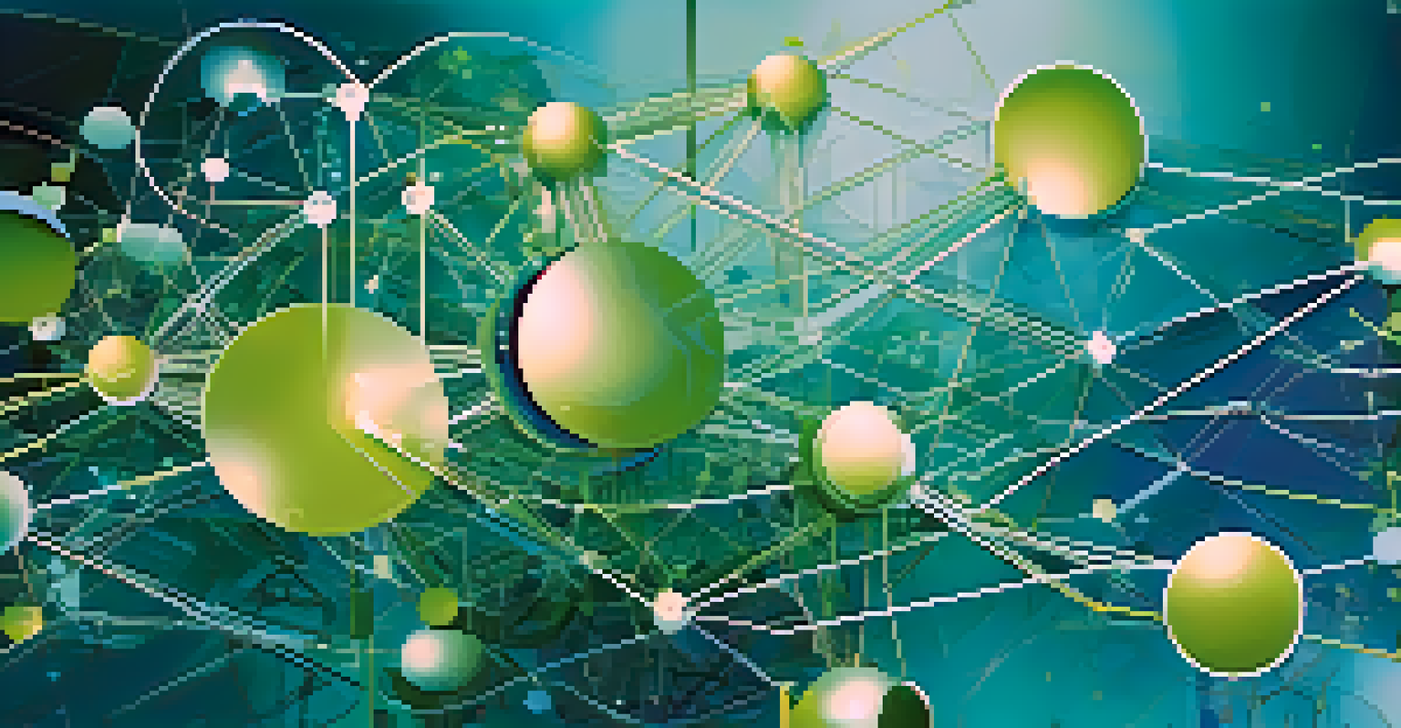 An abstract image depicting AI collaboration with interconnected nodes and digital elements in blue and green hues.