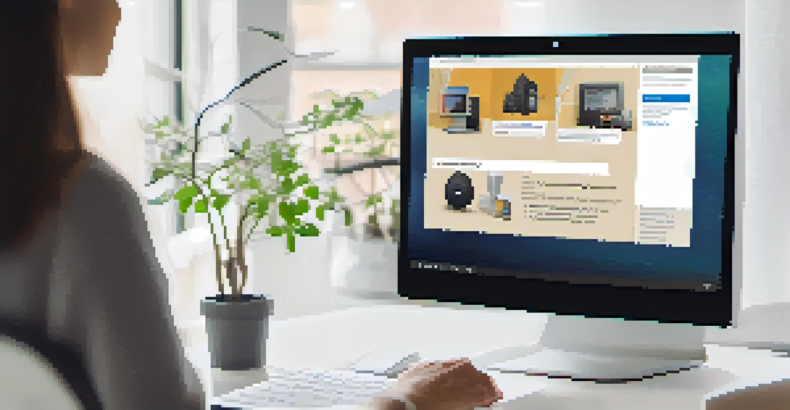 A close-up of a computer screen showing a user-friendly website layout, with a hand hovering over the mouse, ready to click.