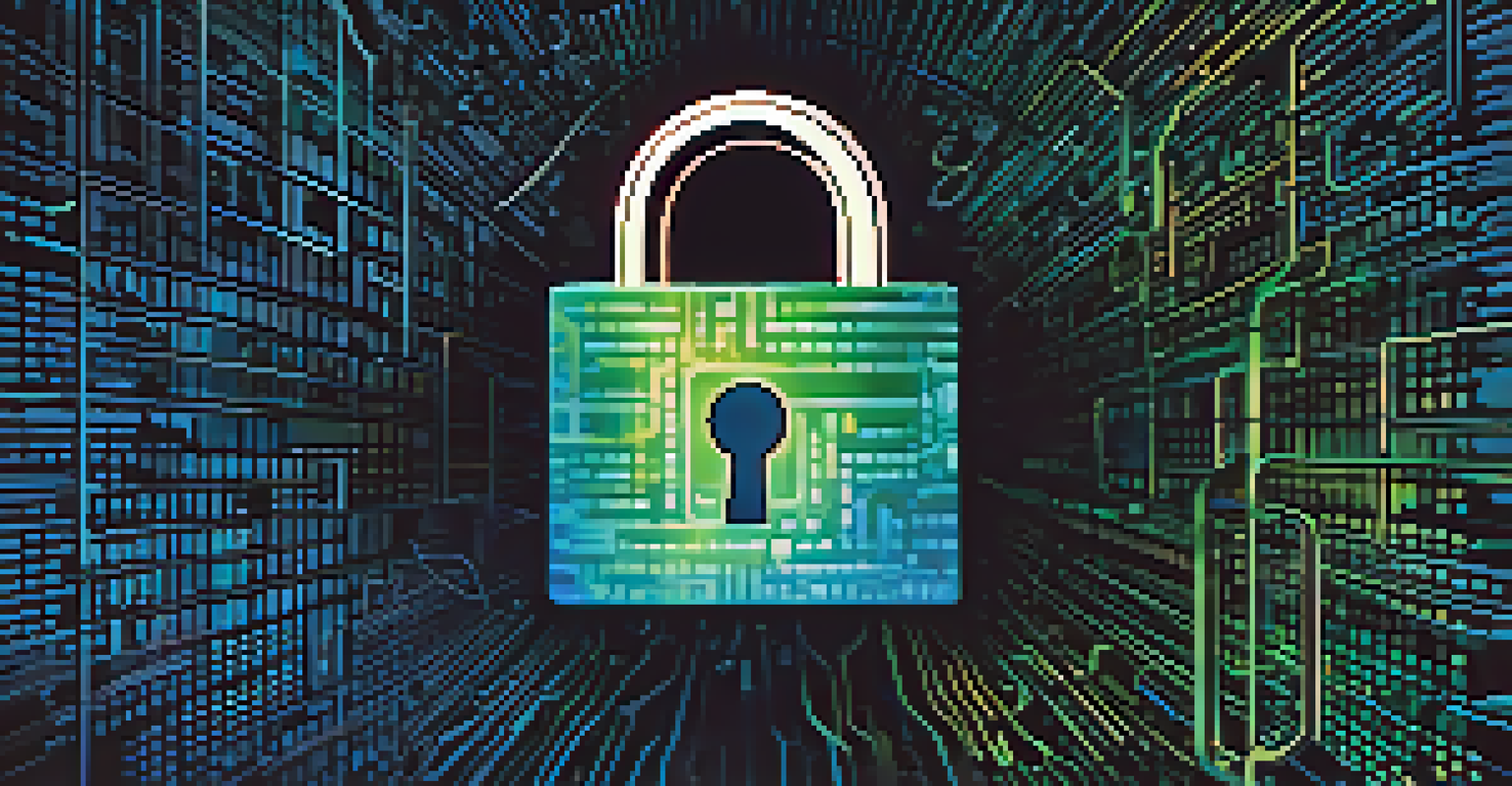 An abstract image of a glowing padlock surrounded by binary code, representing data encryption and security.