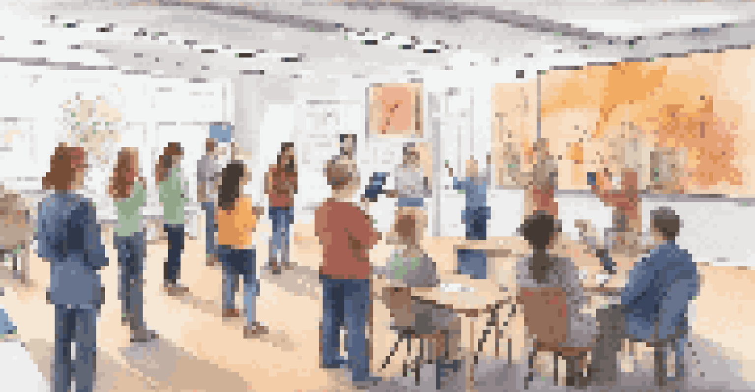 A teacher leading a workshop on Augmented Reality in education, surrounded by educators engaged in learning and collaboration.