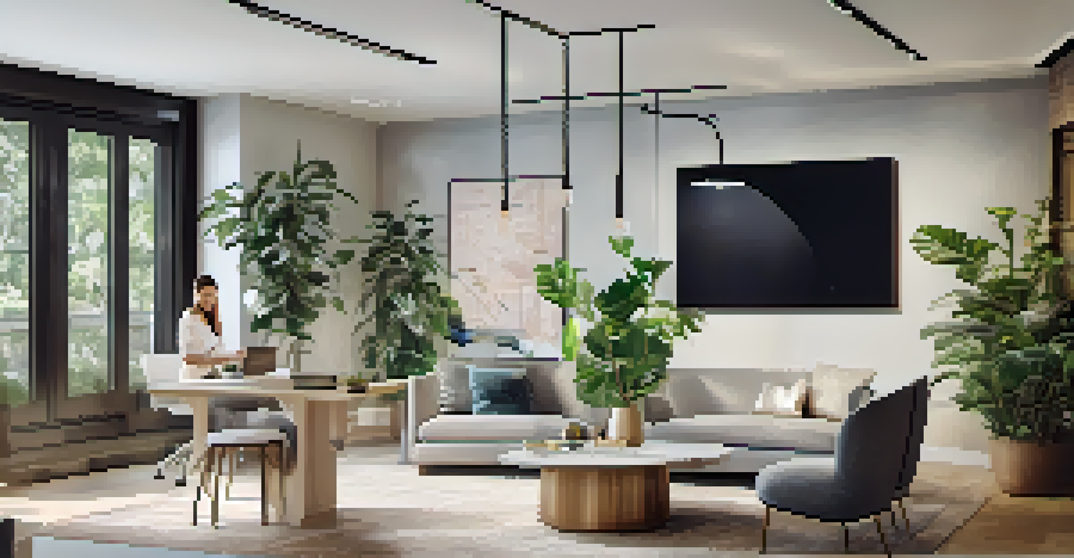 A designer and client reviewing a virtual kitchen design on a tablet in a stylish office.
