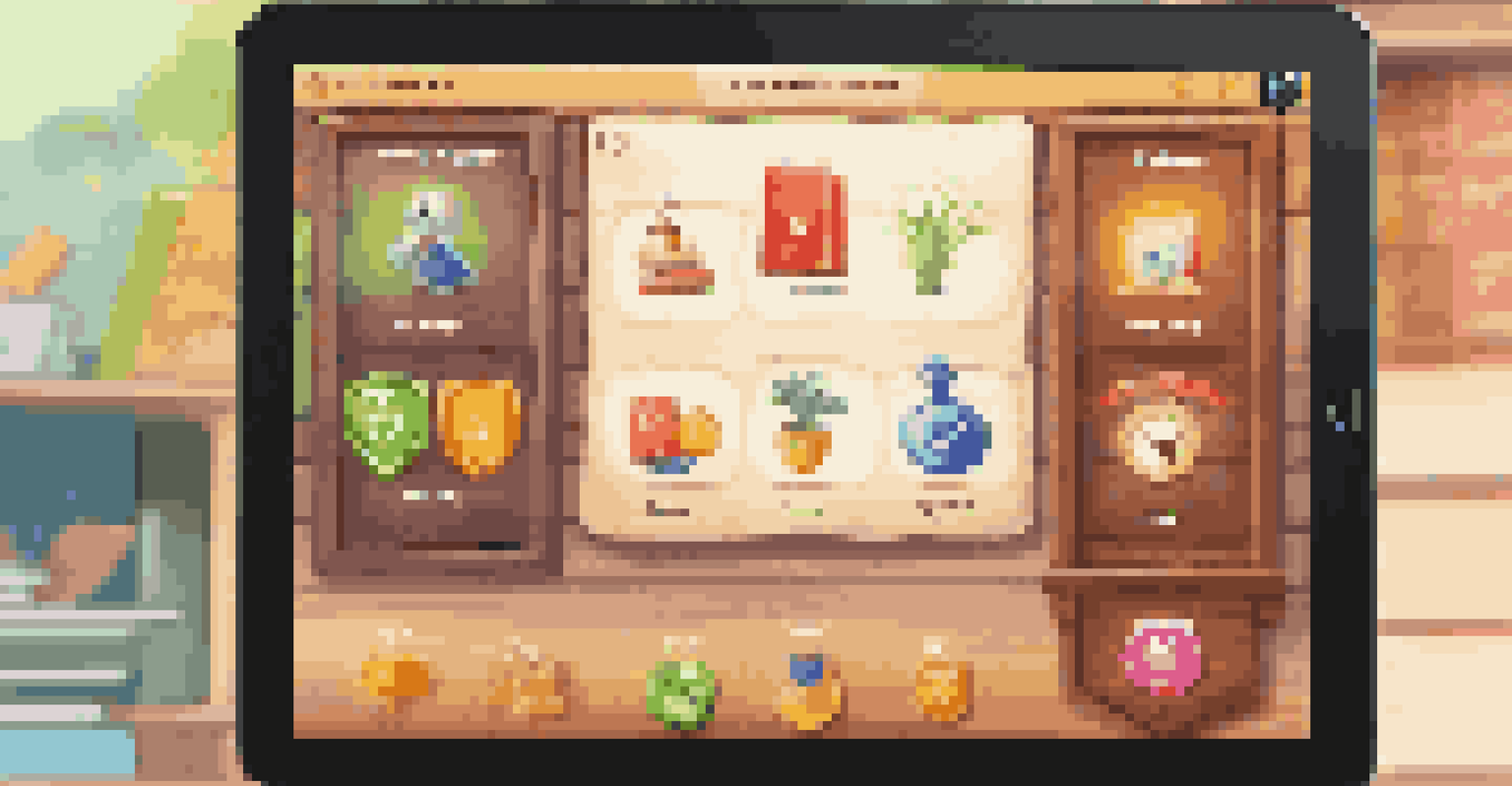 A close-up view of a gamified educational app interface displaying points, badges, and a leaderboard on a tablet, set in a cozy study environment.