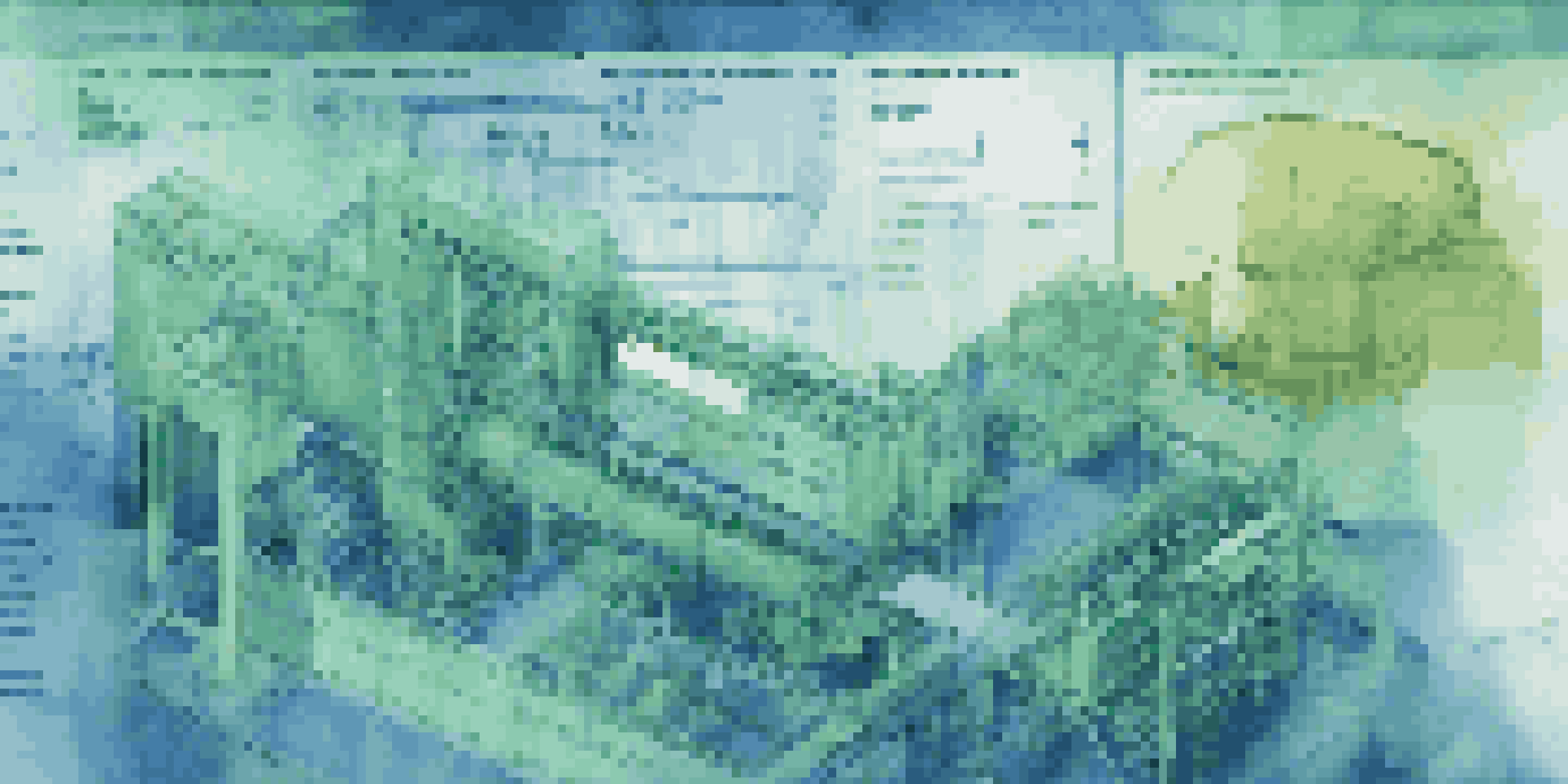 A digital visualization of predictive maintenance analytics with graphs over heavy machinery.