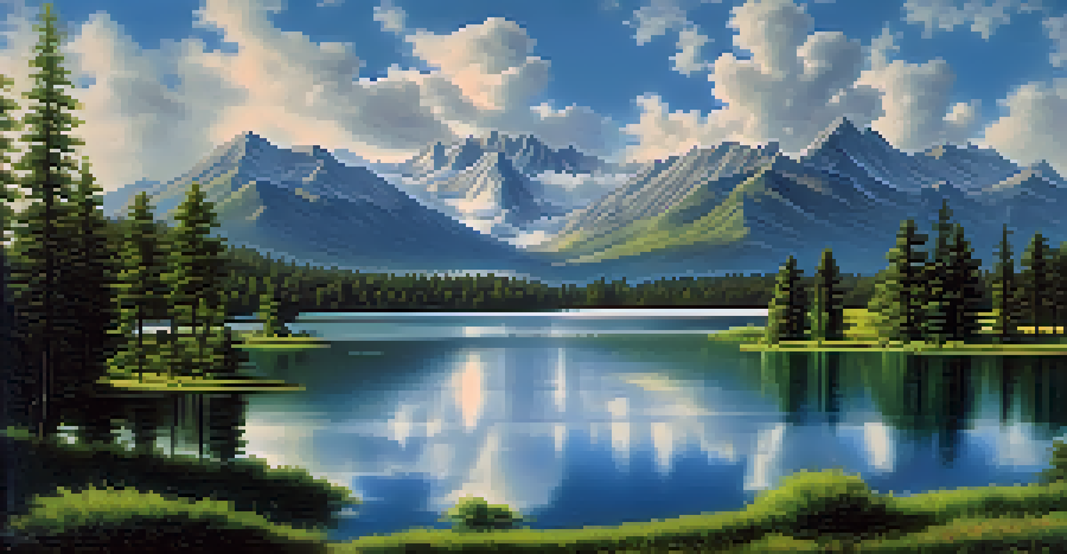 A tranquil lake reflecting various cloud formations and mountains, representing multi-cloud strategies.