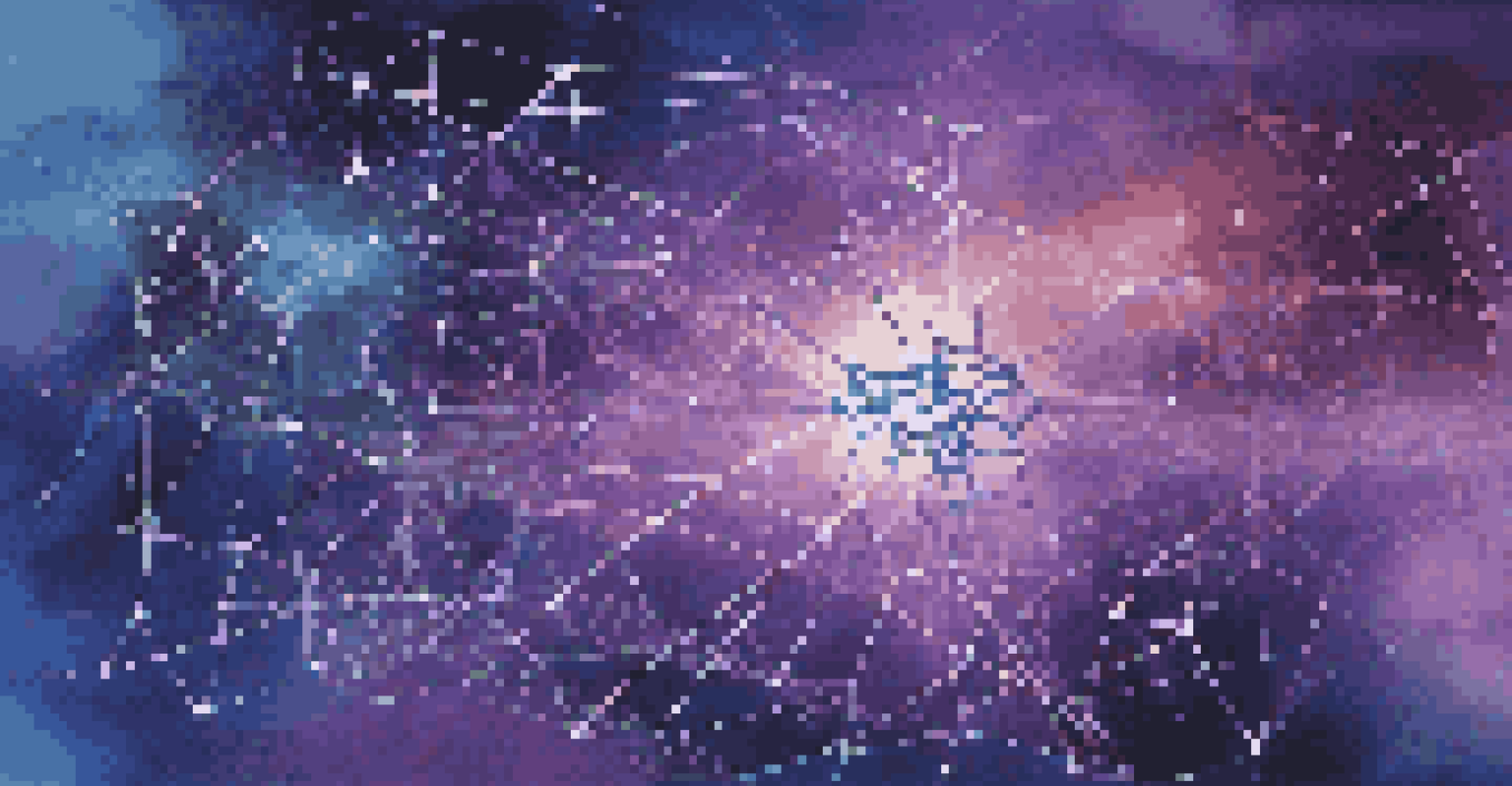 An abstract visualization of machine learning with glowing neural networks and data streams, set against a deep blue and purple gradient background.