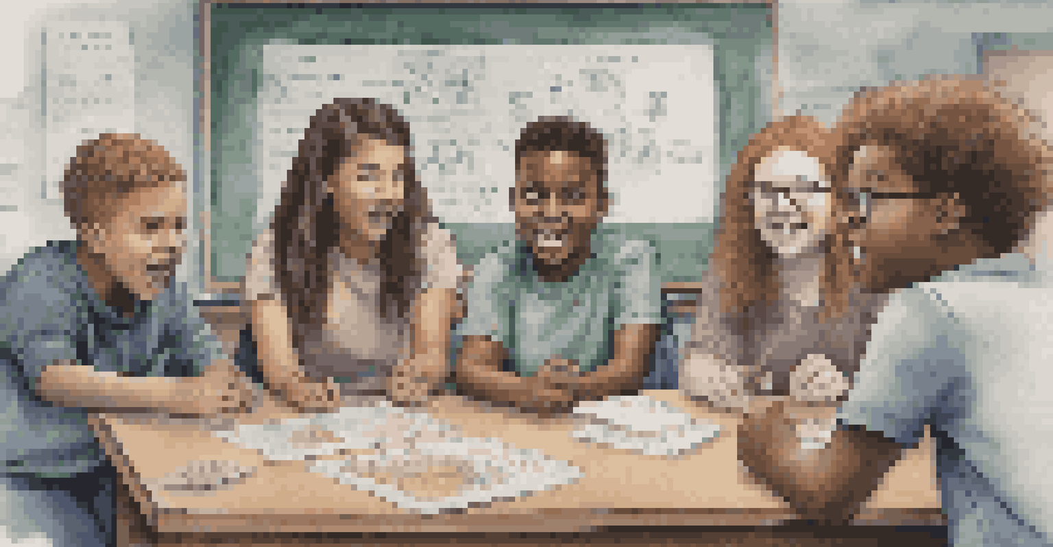 A diverse group of students role-playing in a classroom, emphasizing teamwork and emotional intelligence.