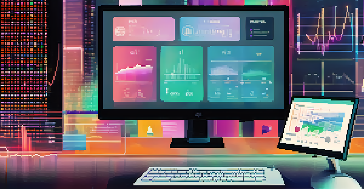 A close-up of a computer screen with colorful analytics and performance metrics for a chatbot.