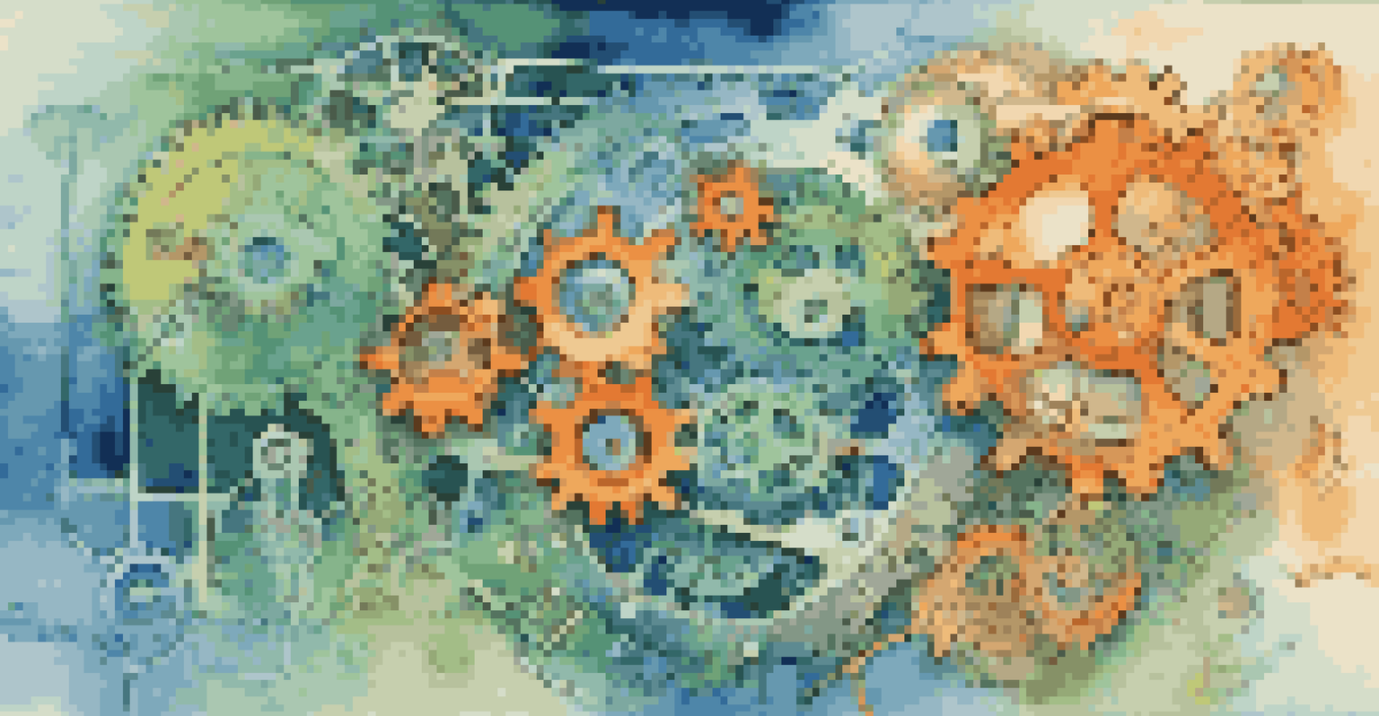 An abstract image showcasing interconnected gears and circuits in vibrant colors, symbolizing open source innovation.