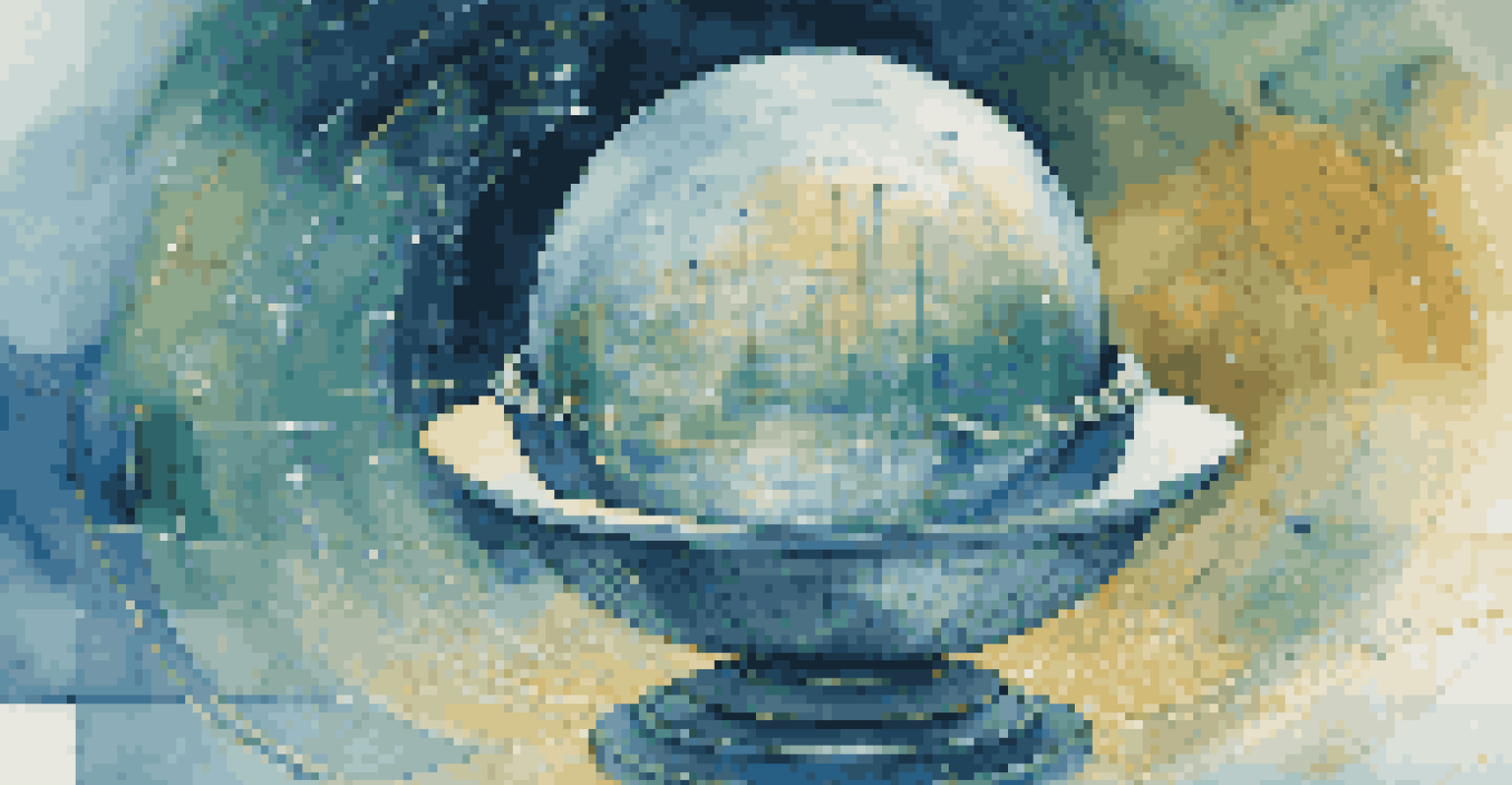 An abstract image of a crystal ball surrounded by glowing data streams, symbolizing predictive analytics in fraud detection.