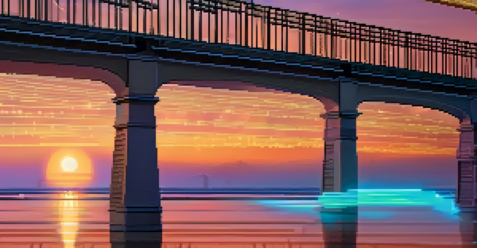 A bridge made of digital code connecting traditional databases to modern analytics platforms.