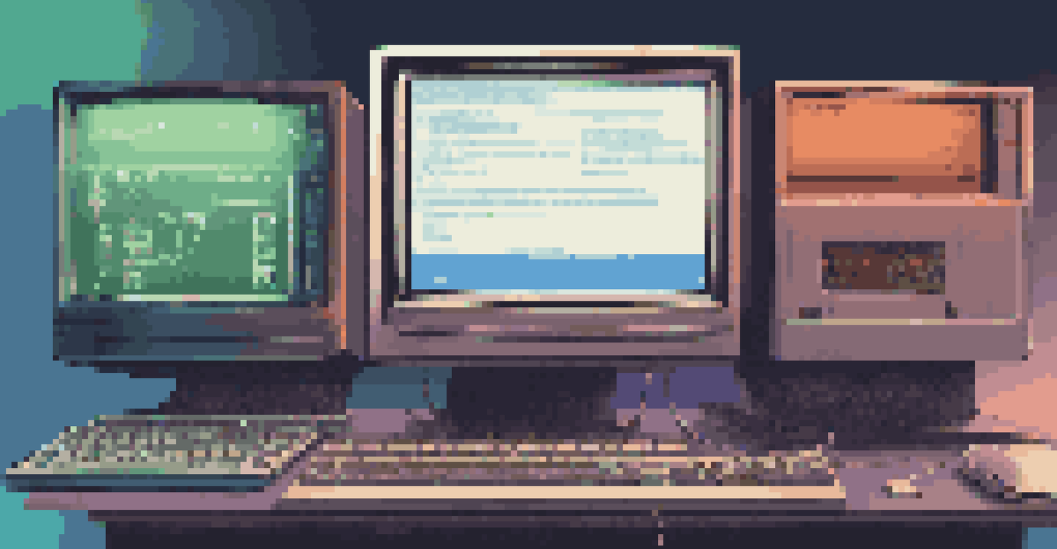A split image showing a vintage computer representing legacy systems and a modern laptop showcasing contemporary DevOps tools against a gradient background.