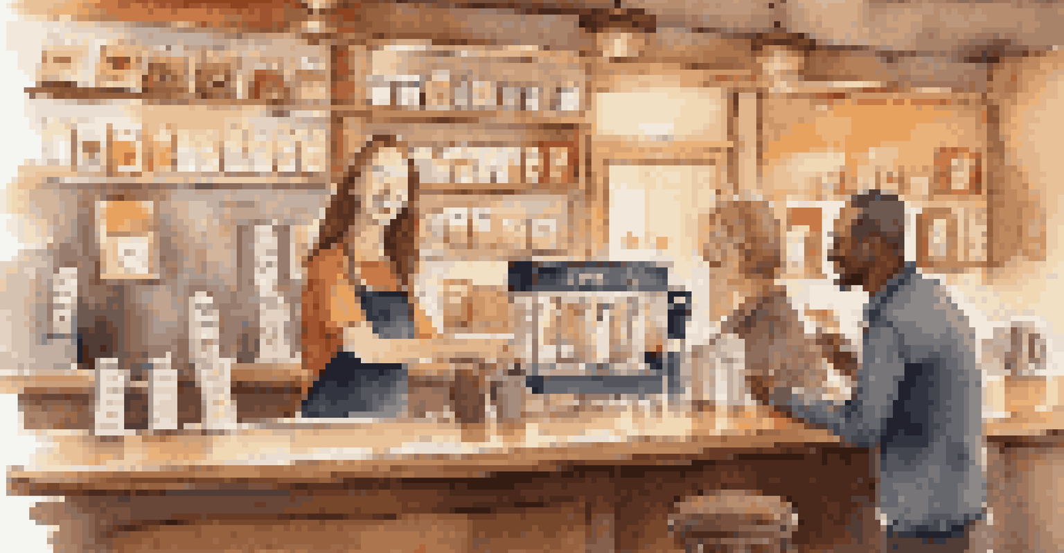 A warm coffee shop where a customer is using a loyalty card. The barista is smiling, and the atmosphere is friendly and inviting.
