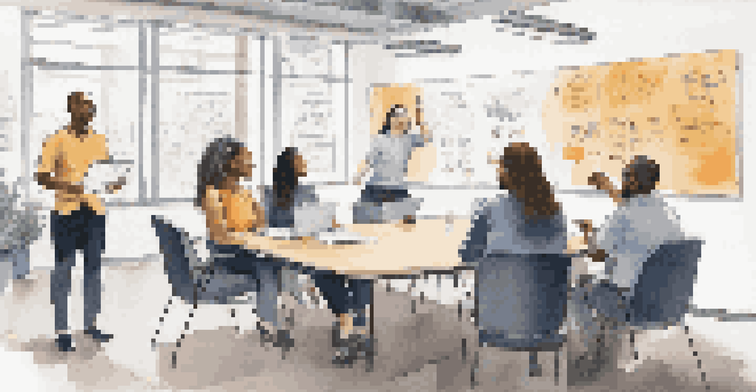 A diverse non-profit team discussing accessibility initiatives in a collaborative meeting room.