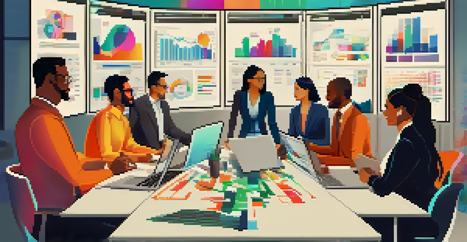 A diverse team of professionals collaborating on an RPA strategy in a bright conference room.
