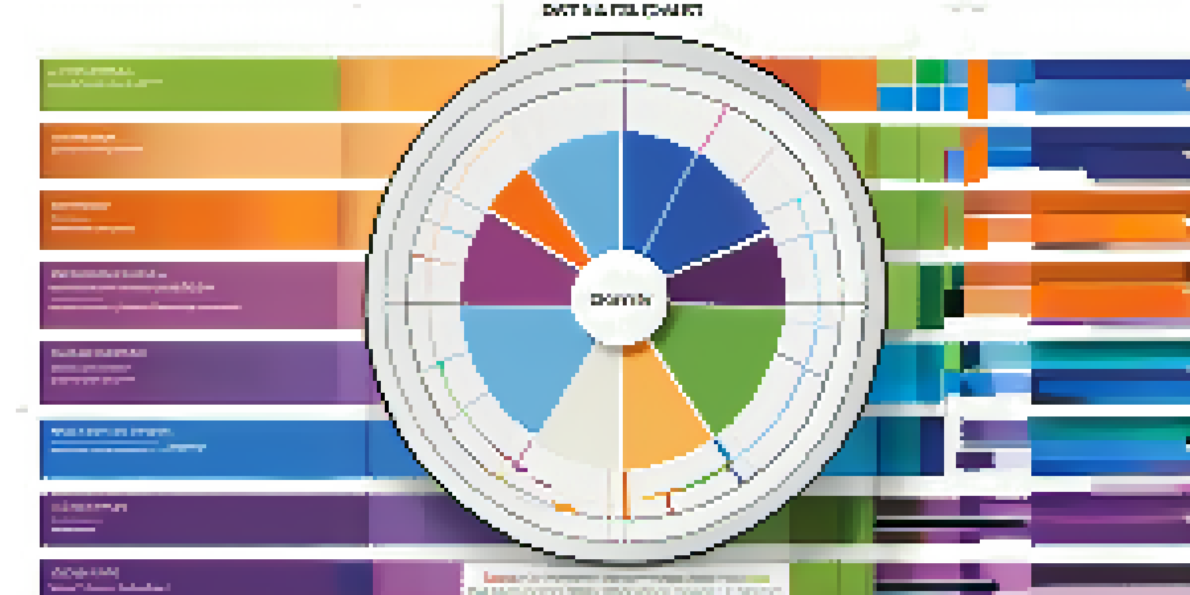 A colorful pie chart with sections labeled in bold colors against a white background, illustrating different data categories.