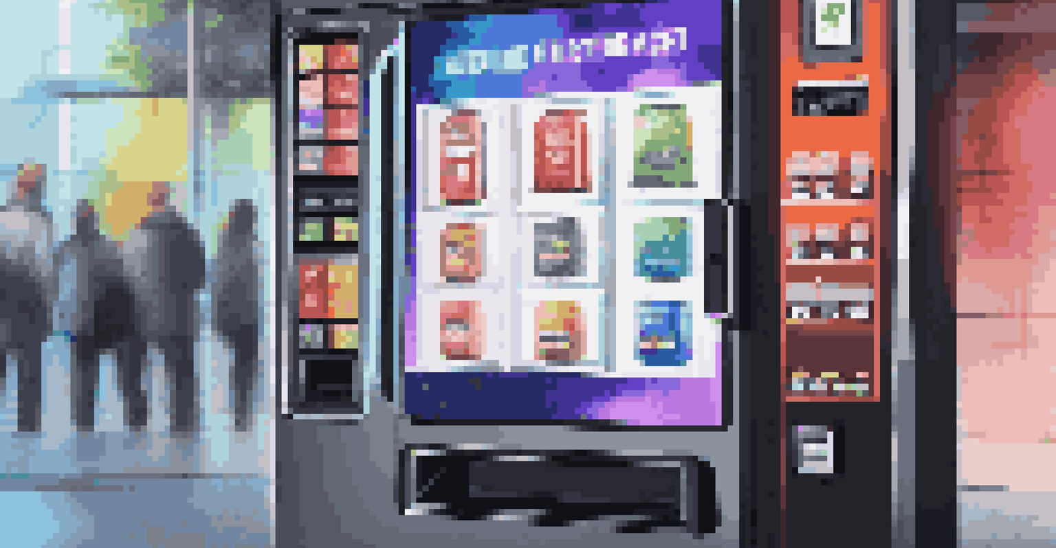 A close-up of a digital vending machine with a touchscreen and glowing buttons for smart contracts.