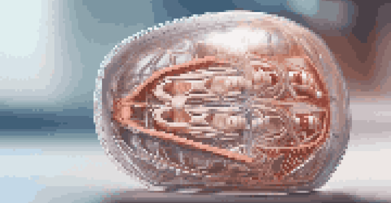 A close-up view of a detailed 3D-printed medical implant on a reflective surface, illuminated by soft lighting.