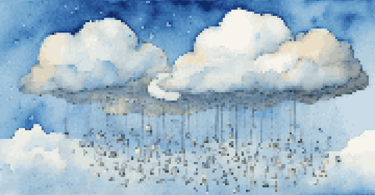 A visually striking image of interconnected servers floating in a blue sky, with digital code streaming down.