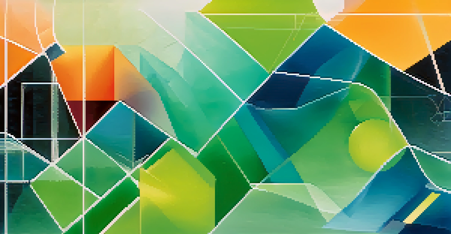 An abstract image showcasing colorful geometric shapes and lines representing data analytics.