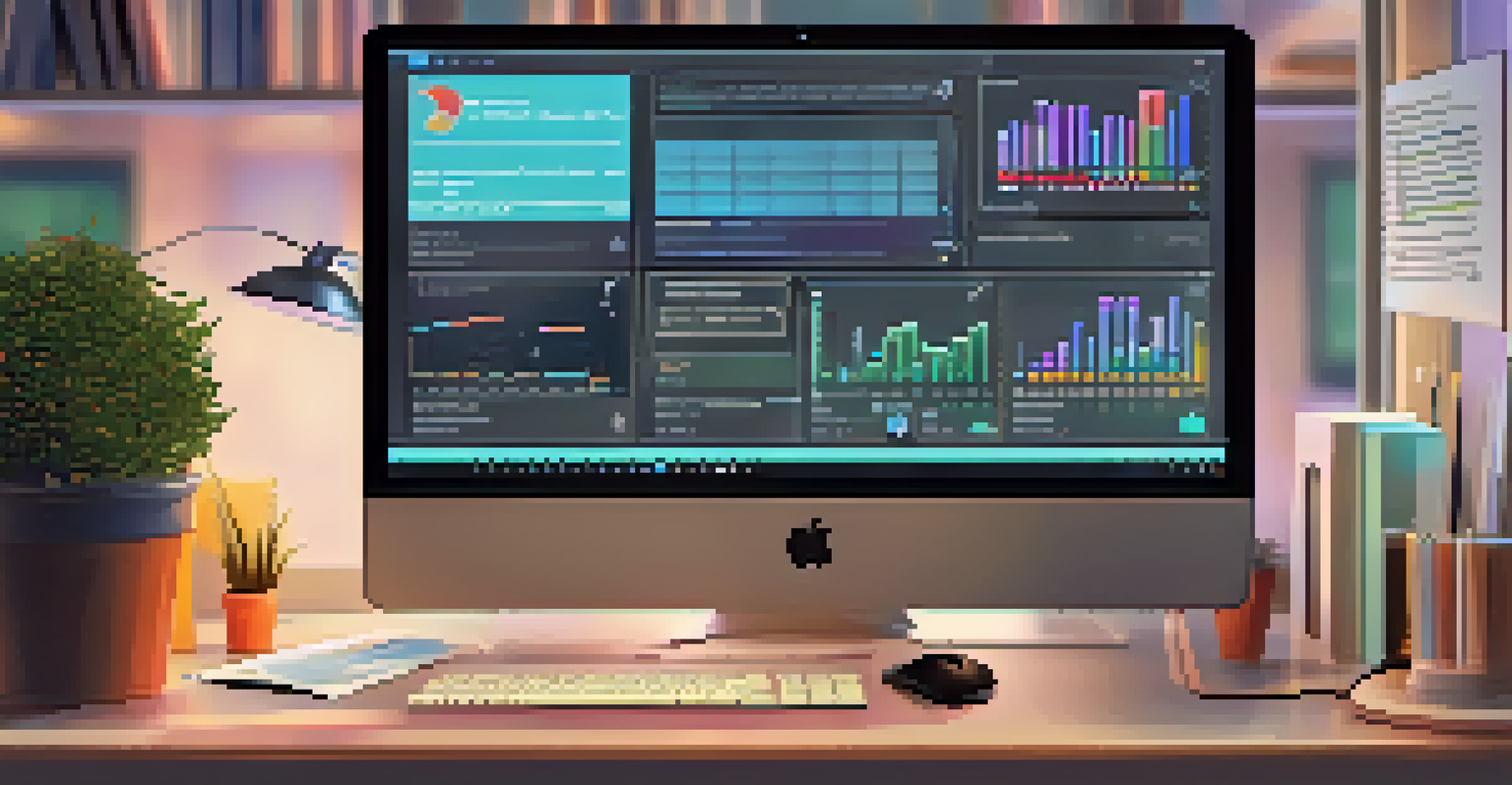 A close-up of a computer screen showing a software testing automation tool with colorful graphs and analytics.