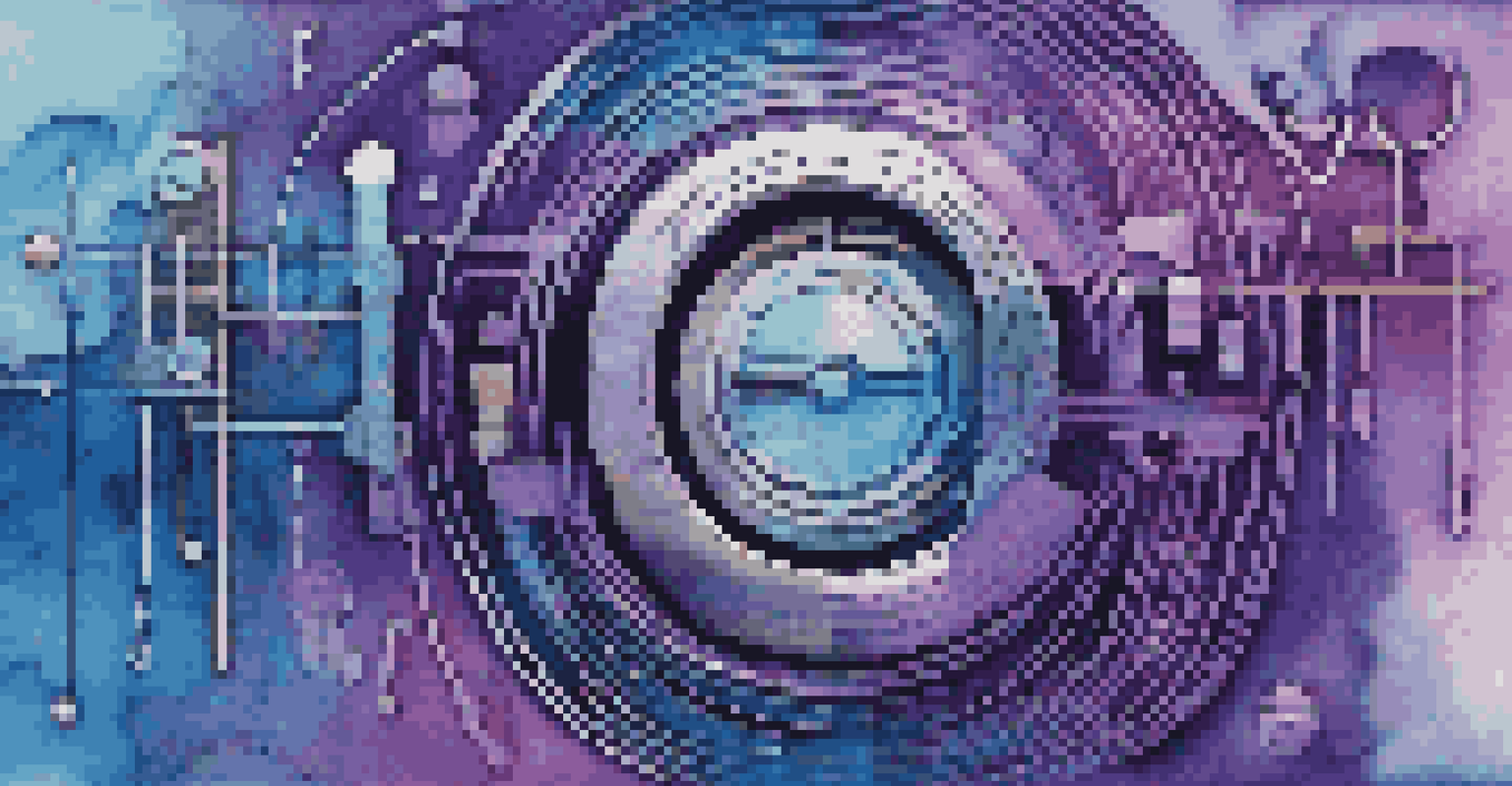 An abstract representation of digital rights management in music with a digital lock and colorful soundwaves.