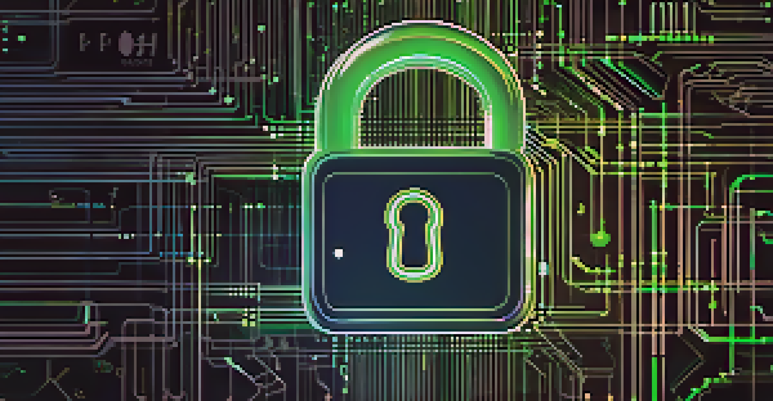 A close-up of a lock symbol on a smartphone screen with binary code in the background, representing data security in IoT.