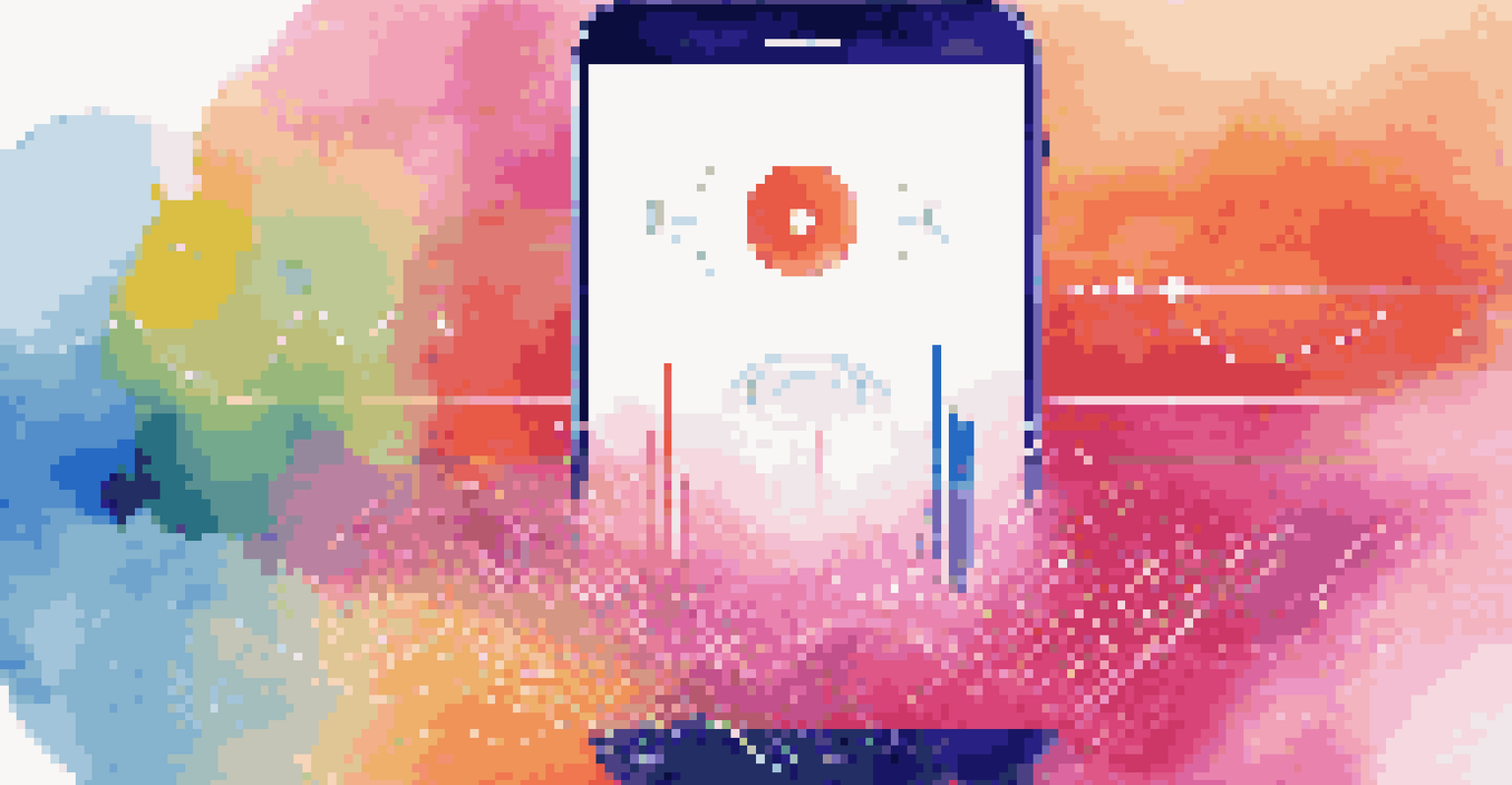 An abstract image of sound waves coming from a smartphone with a voice assistant interface, set against a colorful background representing digital connectivity.