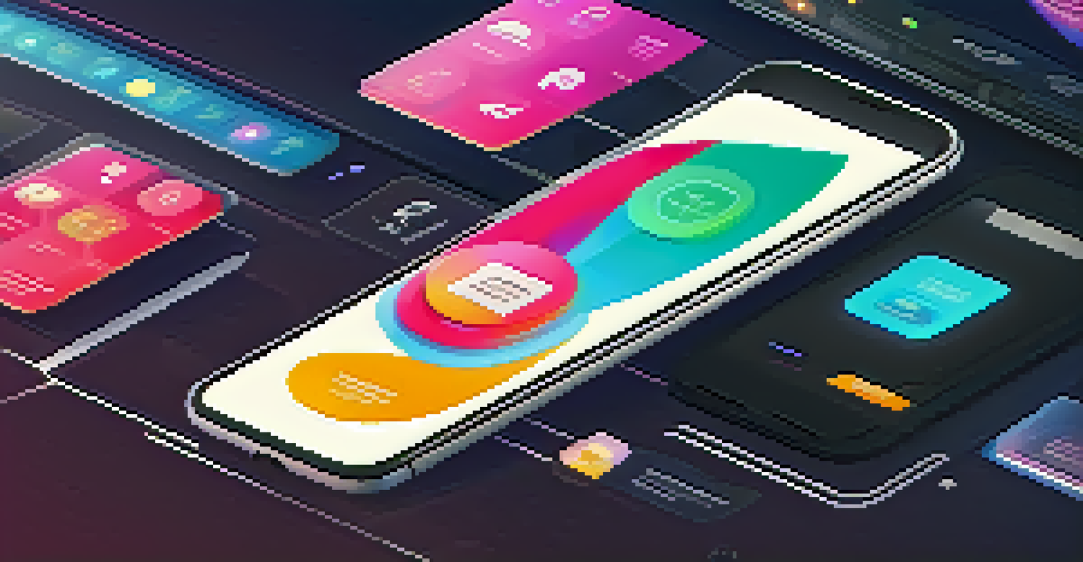 A modern smartphone displaying a vibrant, responsive user interface with clear icons and a soft gradient background.