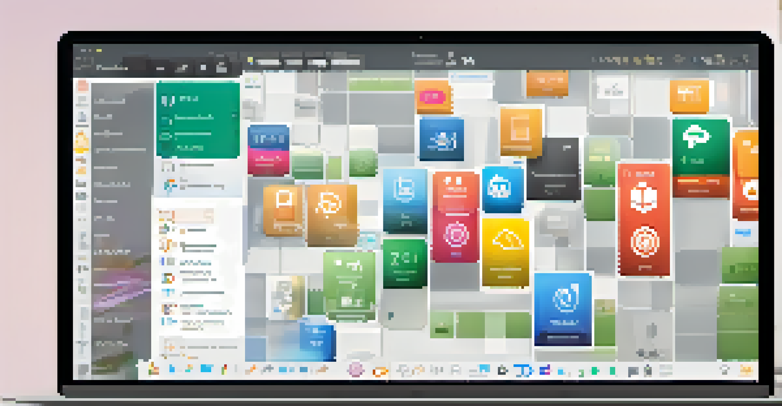 Close-up of a user interface on a collaboration tool with colorful icons and intuitive design.