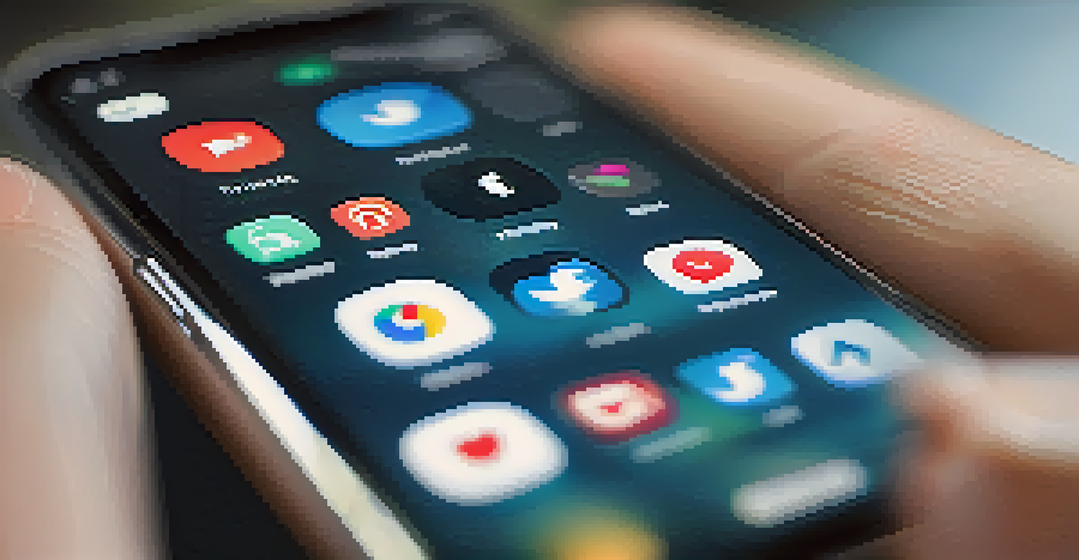 Close-up of a smartphone showing privacy settings being adjusted, with social media icons blurred in the background.