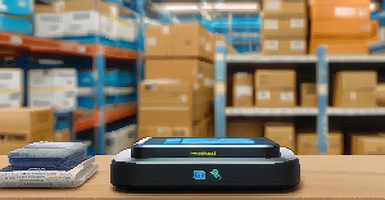 A close-up of a smart sensor monitoring a temperature-sensitive product in transit.