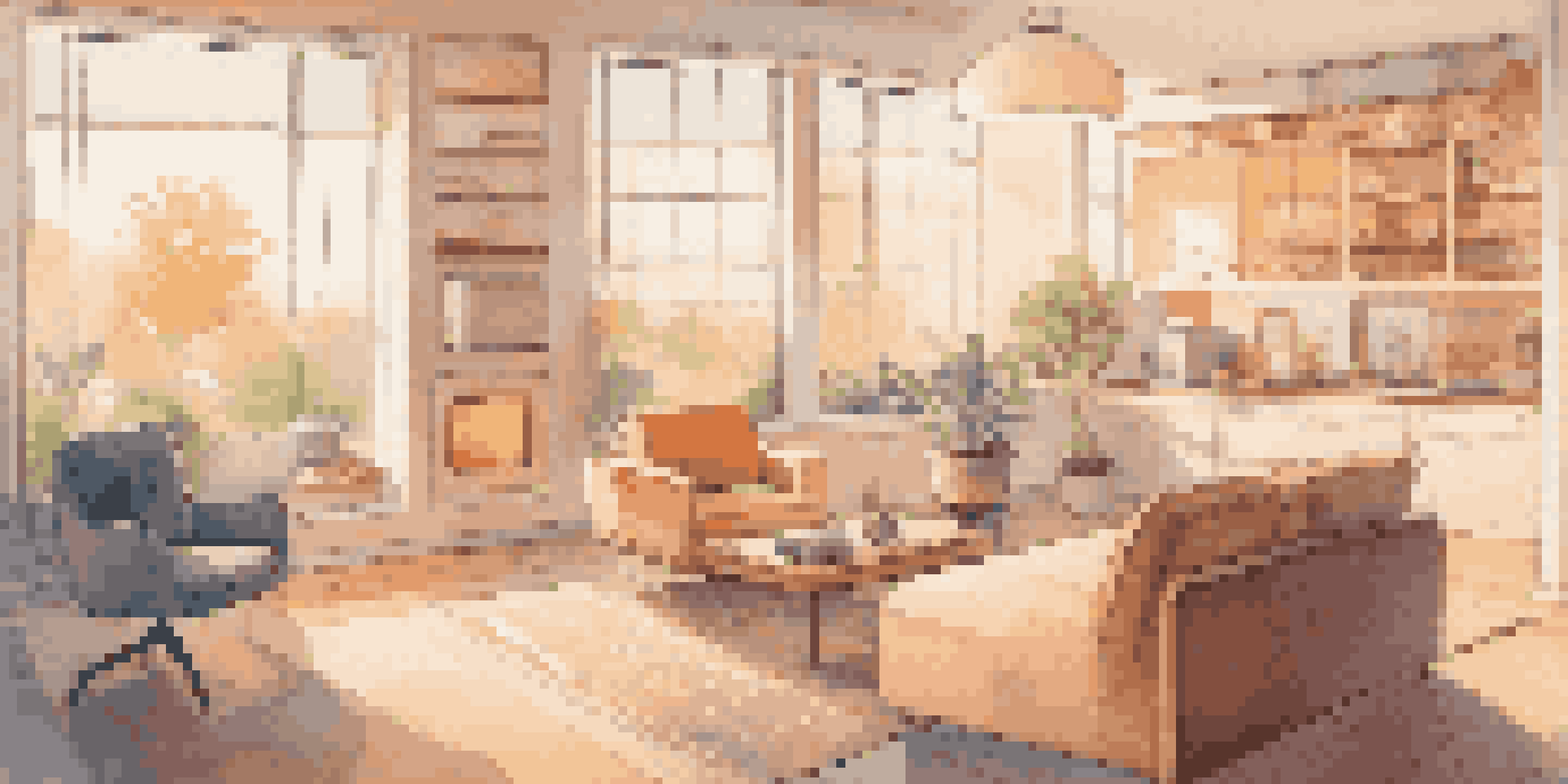 A cozy smart home interior with various IoT devices, illuminated by natural light, highlighting the theme of edge computing and privacy.